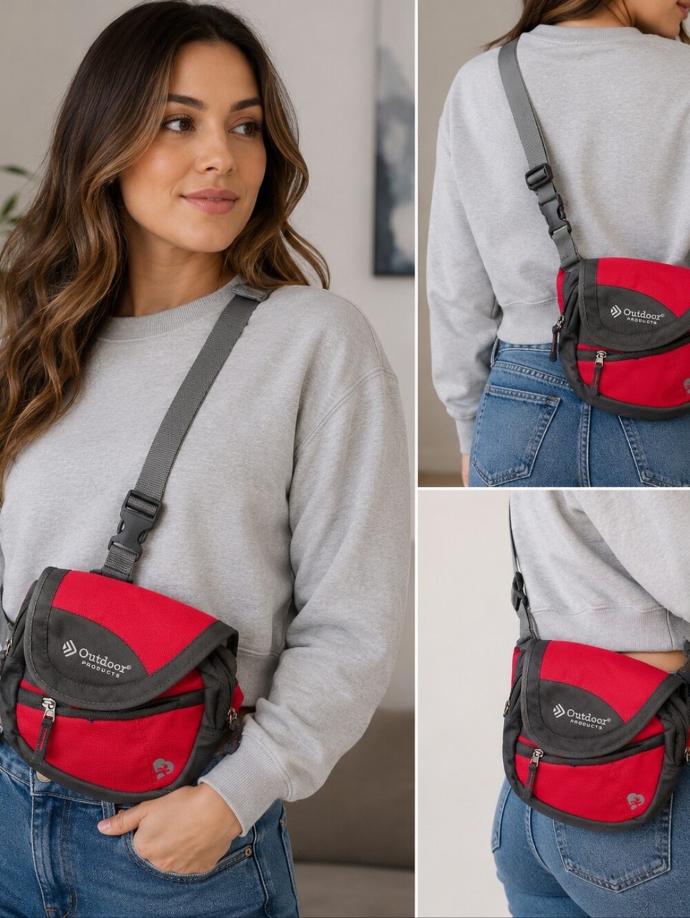 Outdoor Products Pink & Gray Crossbody Hiking Sling Bag Compact Travel Adventure
